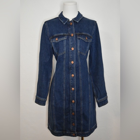MADEWELL Denim Seamed Button-Front mini Dress long sleeve - Picture 10 of 13